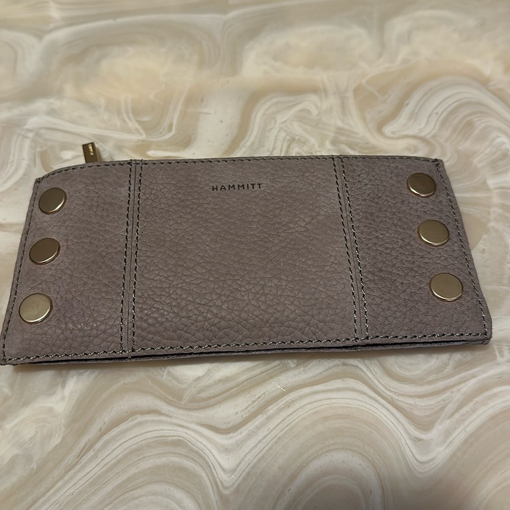 Like new, used only once. Hammett 110 North wallet. Pewter/Brushed Gold.
